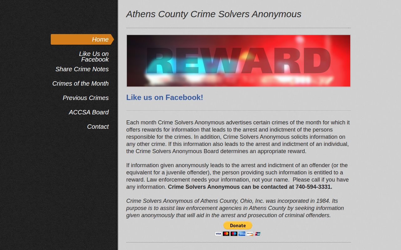 Athens County Crime Solvers warrant-tip record information