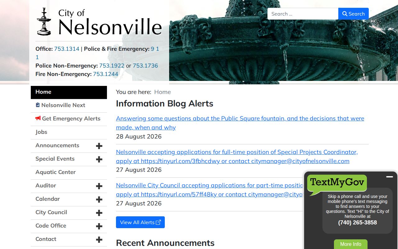 Nelsonville official city source for police arrest records